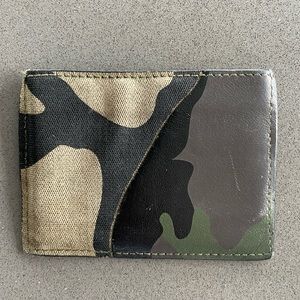 Valentino camo leather/canvas card wallet